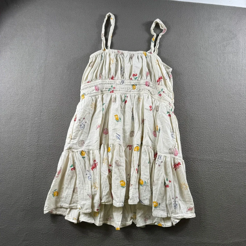 Gap Sundress Girls XXL Ivory Coastal Ditsy Shell Lobster Print Summer Beach Chic